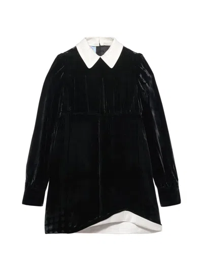 Prada Asymmetric Hem Dress Long Sleeves In Black