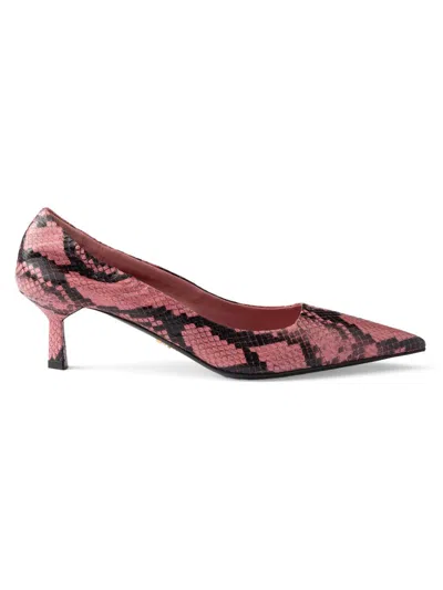 Prada Women's Printed Ayers Leather Pumps In Pink