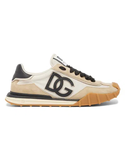 Dolce & Gabbana Dg Athletic Black Low Top Sneakers With Logo Patch On The Tongue And Maxi Logo On The Side In Suede 