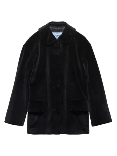 Prada Single-breasted Caban Jacket In Black
