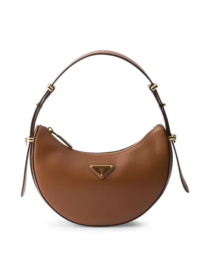 Prada Mini Arqué Shoulder Bag In Brown