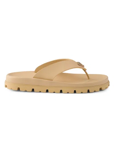 Prada Women's Rubber Thong Sandals In Nude