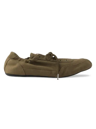 Prada Vintage-finished Canvas Sneakers For Women In Green
