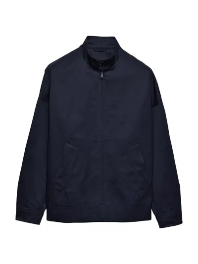 Prada Stand-up Collar Triangle-logo Jacket In Blue