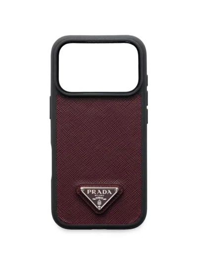 Prada Saffiano Leather Case For Iphone 17 Pro Max In Red