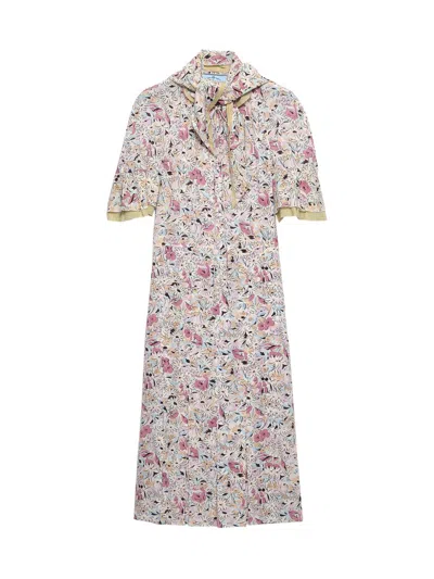 Prada Patterned Dress In Purple