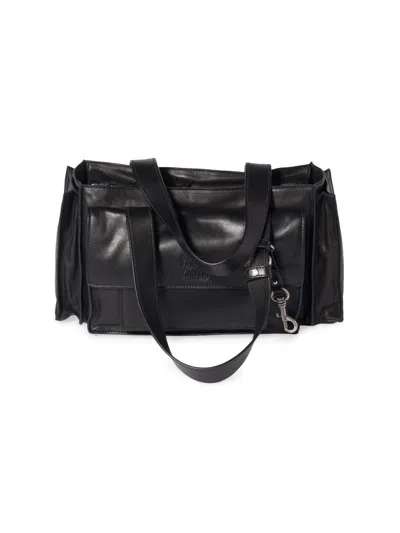 Miu Miu Shoulder Bag Adjustable Strap Front And Side Pockets In Black