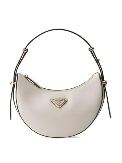 Prada Arque Mini Leather Shoulder Bag In White