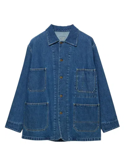 Prada Men's Light Denim Blouson Jacket In Blue