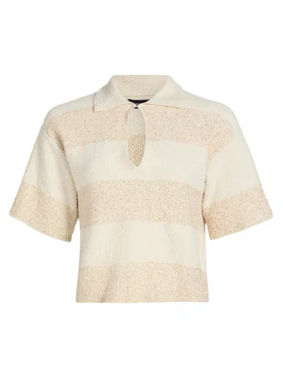 Fabiana Filippi Boxy Shirt In Striped Cotton Tweed With Sequins In Multi