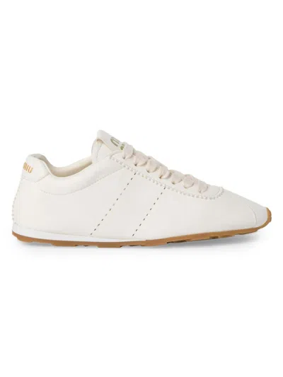 Miu Miu Plume Sneaker In Ivory Leather Women In Multi