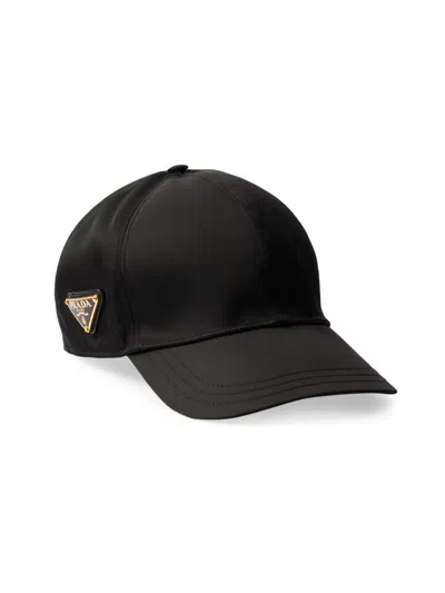 Prada Womens Black Logo-plaque Nylon Baseball Cap In Black