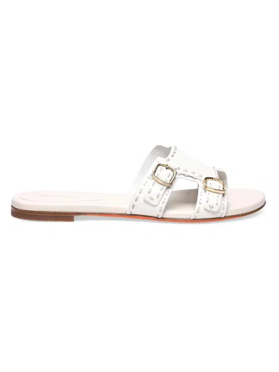 Santoni Didi Slides In White