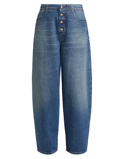 Mm6 Maison Margiela Women Sky Blue Wide-leg Denim Cotton Jeans, 26 Luxury Jeans For Women Darveys