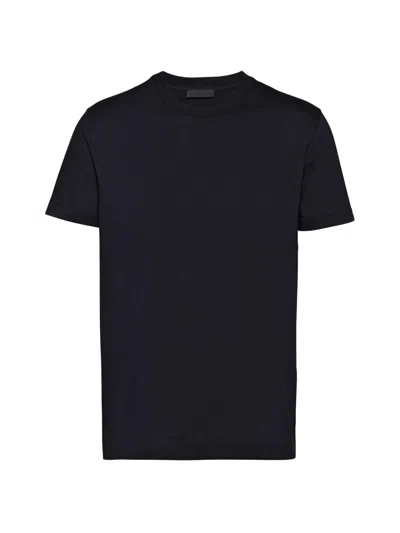 Prada Cotton Triangle T-shirt In Black