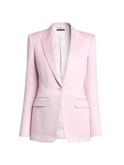 Tom Ford Single-breasted Silk Blazer Jacket In Pink