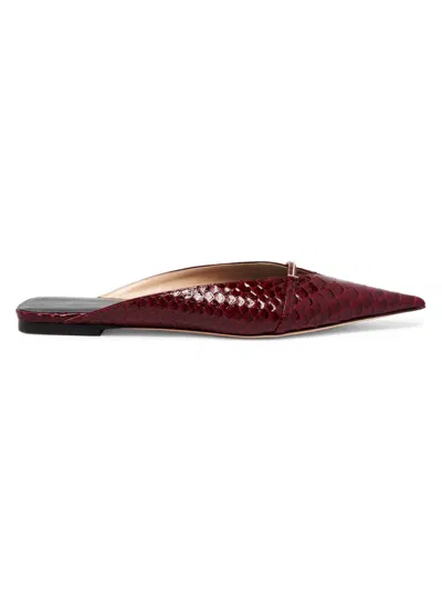 Tom Ford Julianne Patent Python-printed Mules In Burgundy