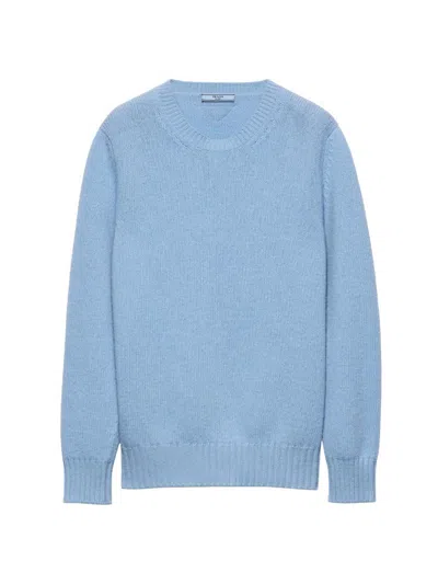 Prada Triangle-logo Sweater In Blue