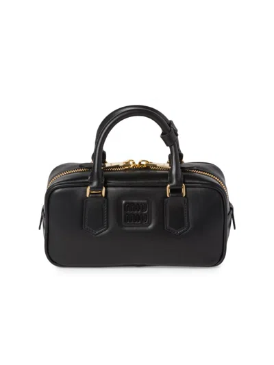 Miu Miu Womens Nero Arcadie Leather Top Handle Bag In Black