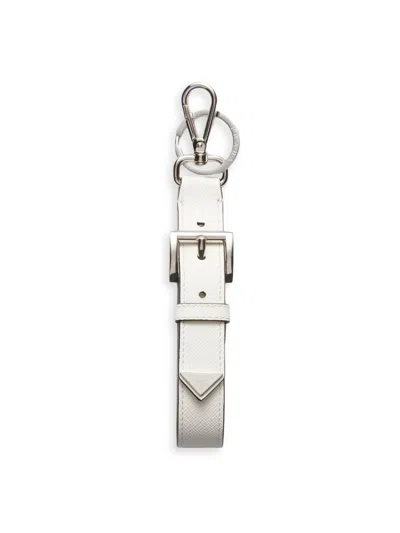 Prada Saffiano Leather Key Ring In Transparent