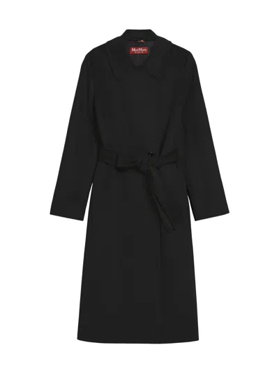 Max Mara Coat With Belted Waist And Side Pockets In Brown