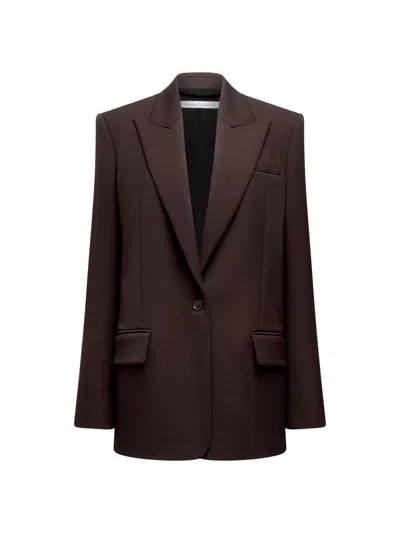 Another Tomorrow Wool Tailored Oversized Peak-lapel Jacket In Brown