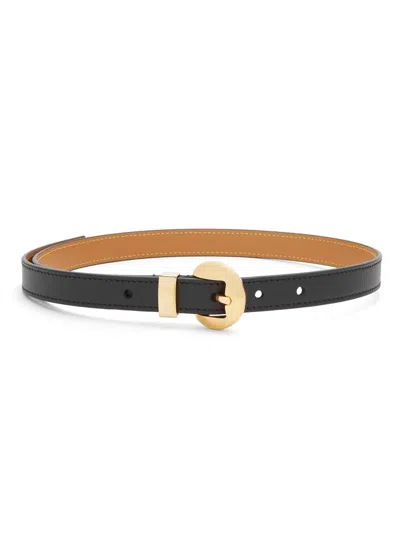 Loewe Pebble Leather Skinny Belt In Black