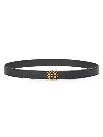 Loewe Anagram Reversible Grained Leather Belt In Black