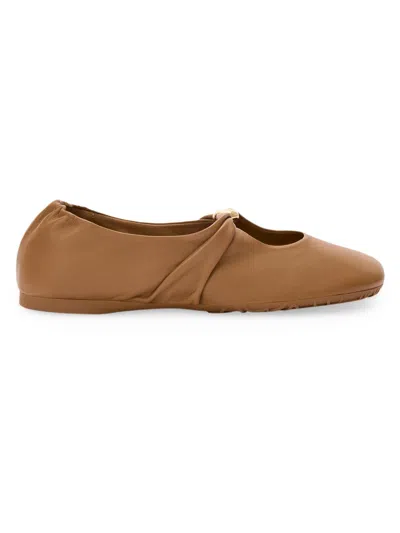 Loewe Women Camel Nappa Leather Pebble Ballerinas In Brown