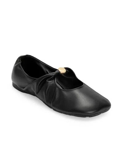 Loewe Black Nappa Leather Pebble Ballerinas In Animal Print