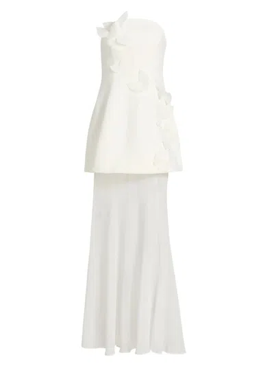 Acler Culloden Butterfly Strapless Maxi Dress In White