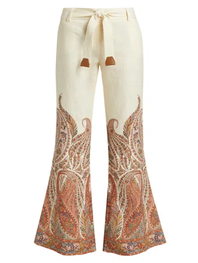 Zimmermann Rhiannon Flare Pant Cream Paisley In Neutral
