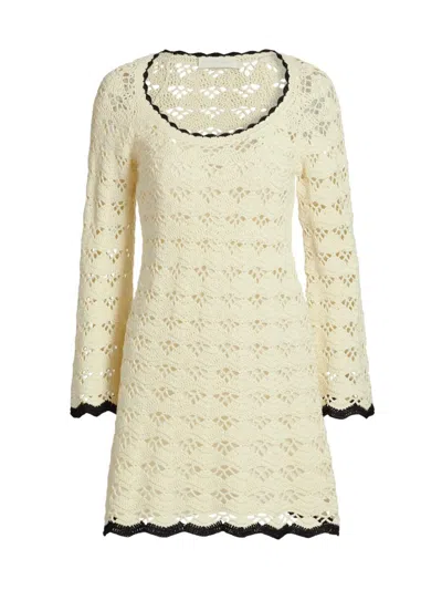 Zimmermann Rhiannon Crocheted Cotton Mini Dress In Neutral