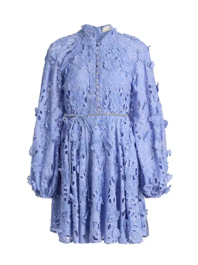 Zimmermann Womens Jacaranda Patience Long-sleeve Cotton Mini Dress Xs In Blue