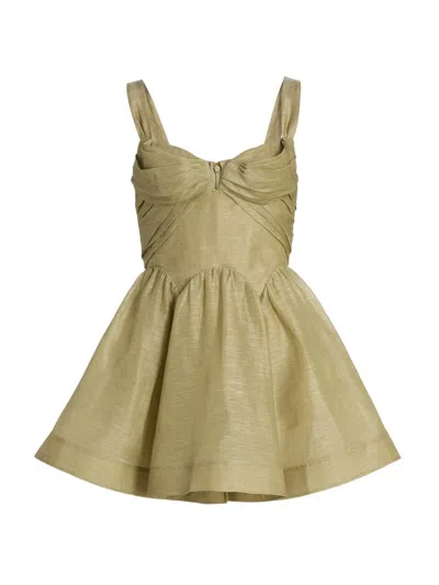 Zimmermann Rebellion Linen And Silk Organza Minidress In Animal Print