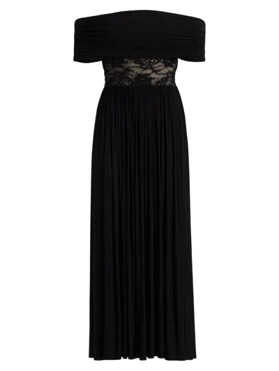 Zimmermann Off-the-shoulder Lace-trimmed Gathered Stretch-jersey Maxi Dress In Black