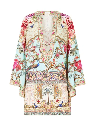 Camilla Deep V Neck Hardware Short Caftan Sultans And Queens In Multi