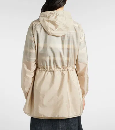 Moncler Weteau Ruched-trim Hooded Mid-length Jacket In Neutral