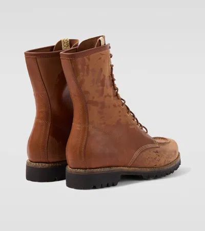 Visvim Hi-folk Scout Moc Distressed Leather Boots In Brown