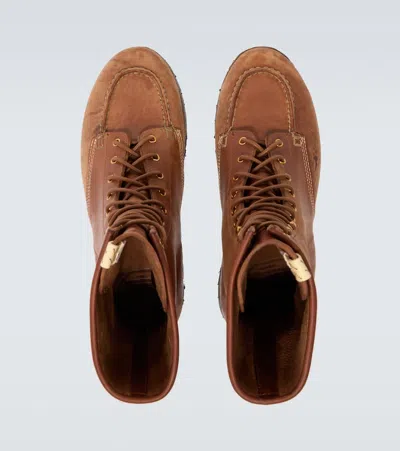 Visvim Hi-folk Scout Moc Distressed Leather Boots In Brown
