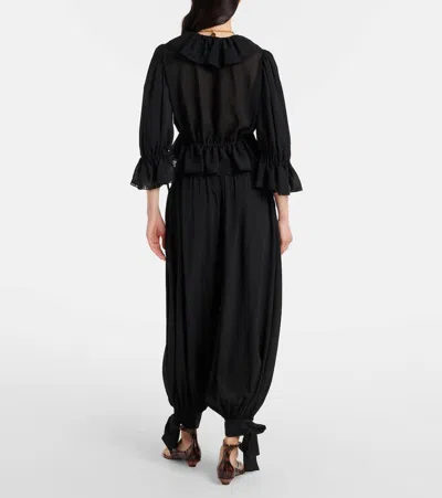 Chloé Chloe Women Pantaloni Fluidi A Pieghe In Charmeuse Di Seta In Black