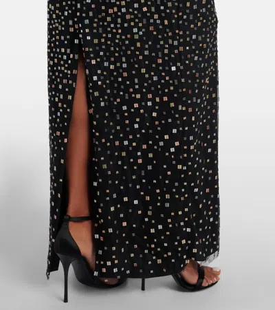 Jenny Packham Treasure Embellished Cap-sleeve Column Gown In Black