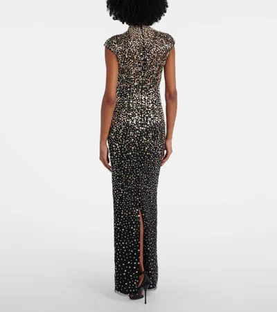 Jenny Packham Treasure Embellished Cap-sleeve Column Gown In Black