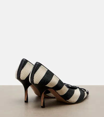 Jacquemus Les Escarpins Tourni 80 Striped Faux Raffia Pumps In Black