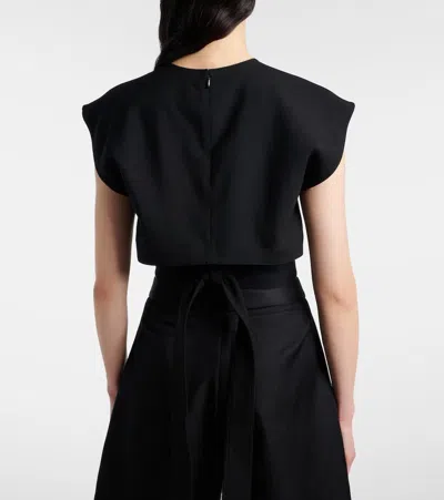 Alaïa Belted Wool Top In Black