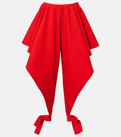 Alaïa Womens Orange Sanguine Ruffled Open-seam Cotton Trousers In Red