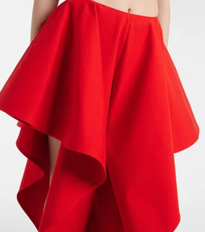 Alaïa Womens Orange Sanguine Ruffled Open-seam Cotton Trousers In Red