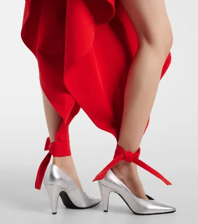 Alaïa Womens Orange Sanguine Ruffled Open-seam Cotton Trousers In Red