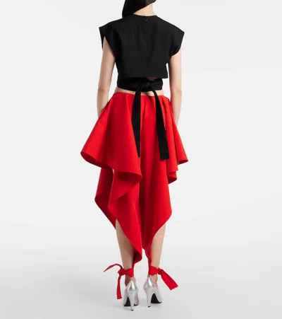 Alaïa Womens Orange Sanguine Ruffled Open-seam Cotton Trousers In Red