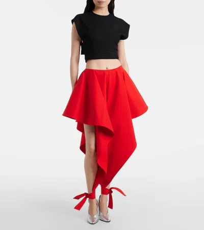 Alaïa Womens Orange Sanguine Ruffled Open-seam Cotton Trousers In Red